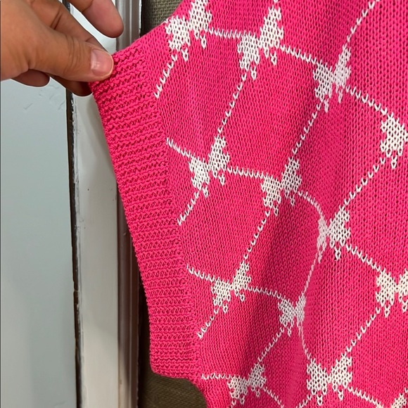 Pink and White Knit Bow Boutique Sweater - Picture 3 of 5